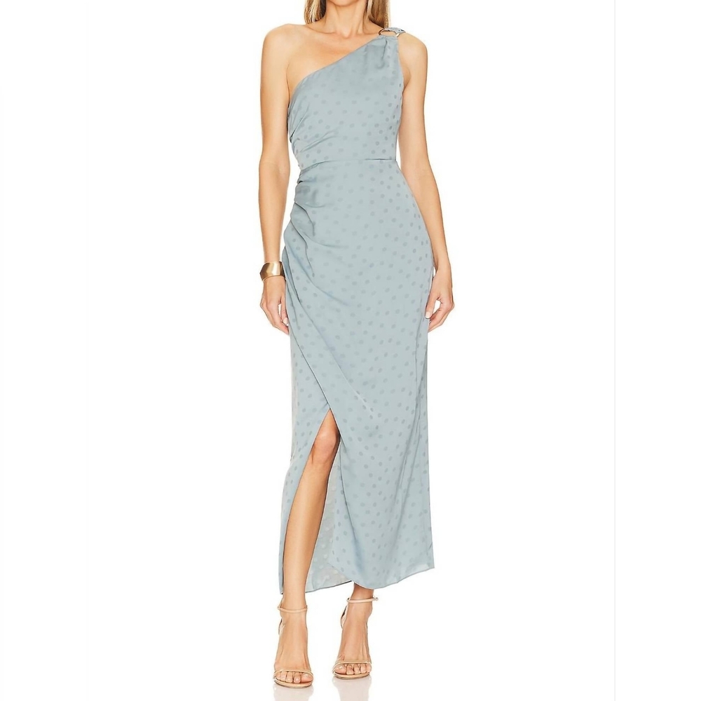 Favorite Daughter The Singles Table Dress Slate Blue Polka Dot Dress Size 8